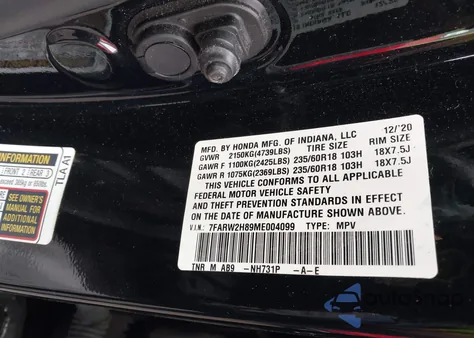 2021 Honda Cr-V Awd Ex-L из США, поврежденный, VIN 7FARW2H89ME004099